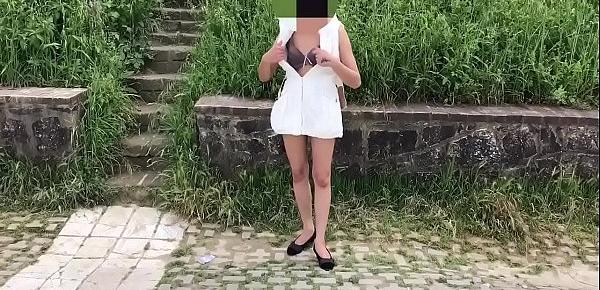  Public Flashing Walking around in my white outfit - Skysexfree